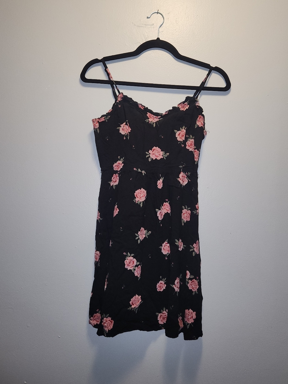 H&M Black Floral Rose Mini Dress | XSmall